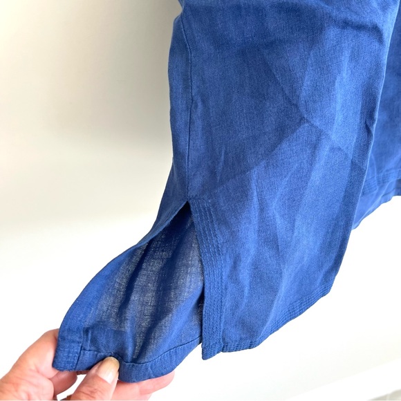 JOHNNY WAS Maisie Blue Linen w Multicolor Embroidery Easy Button Mini Dress XL - Picture 7 of 16